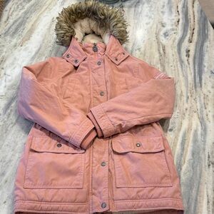 Abercrombie Kids Pink Fur-Trimmed Girls Parka Jacket Sz 13/14